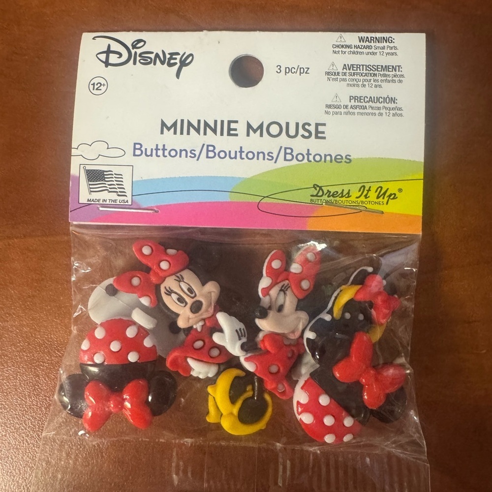 Disney Minnie Mouse Button Set - Red, Black, Yellow - Picture 3 of 10